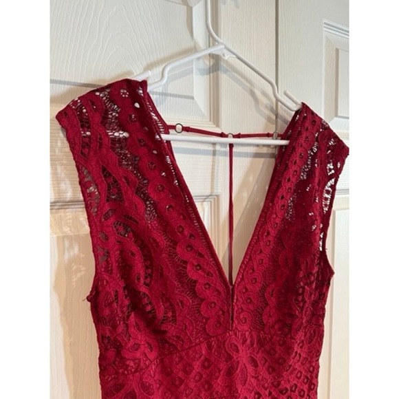 New Free People Red Lace Sleeveless Party Cocktail Jumpsuit Romper - Picture 4 of 8